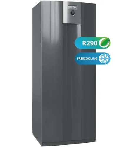 alpha innotec SWCV 63 K R290 Sole-Wasser-Erdwärmepumpe mit integriertem Kühlmodul im Heizraum
